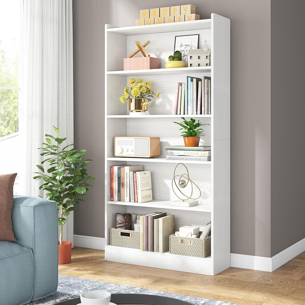Tribesigns 72-inch Tall Bookcase, Modern 6-Tier White Library Bookshelf with Storage Shelves, Large Open Bookcases Wood Display Shelving Unit for Bedroom Living Room Office : Home & Kitchen