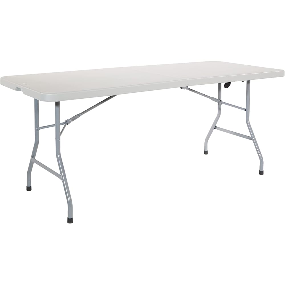 Office Star Resin Rectangle Center-Folding Portable Table for Picnics, Camping, and Tailgating, 6 Feet : Home & Kitchen