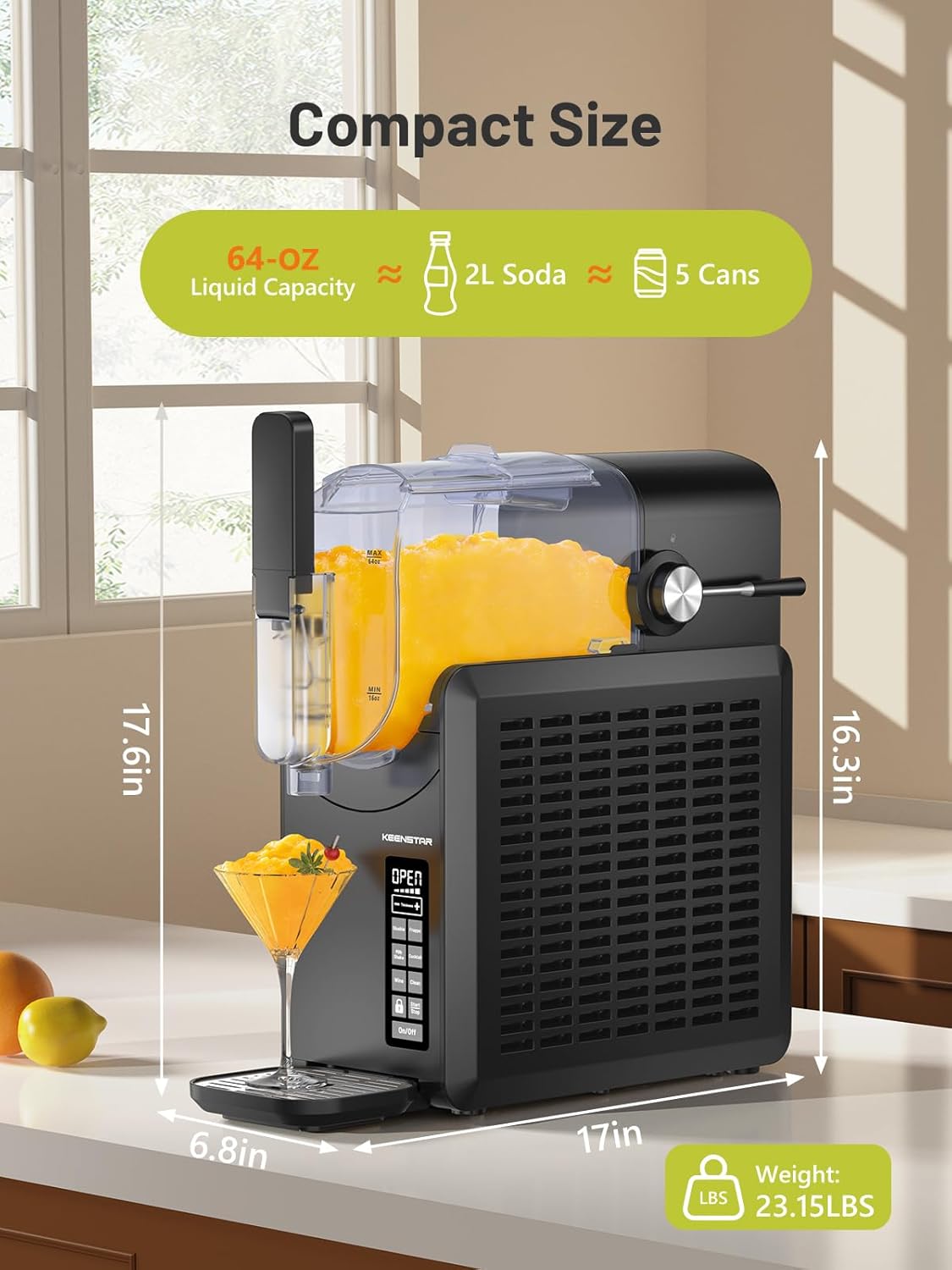KEENSTAR 88oz Slushie Machine, Slushy Machine for Home with 5 Preset Programs, No Ice Needed, Frozen Drink Maker with Self-Cleaning for Frozen Margaritas, Frappés, Milkshake & More : Industrial & Scientific