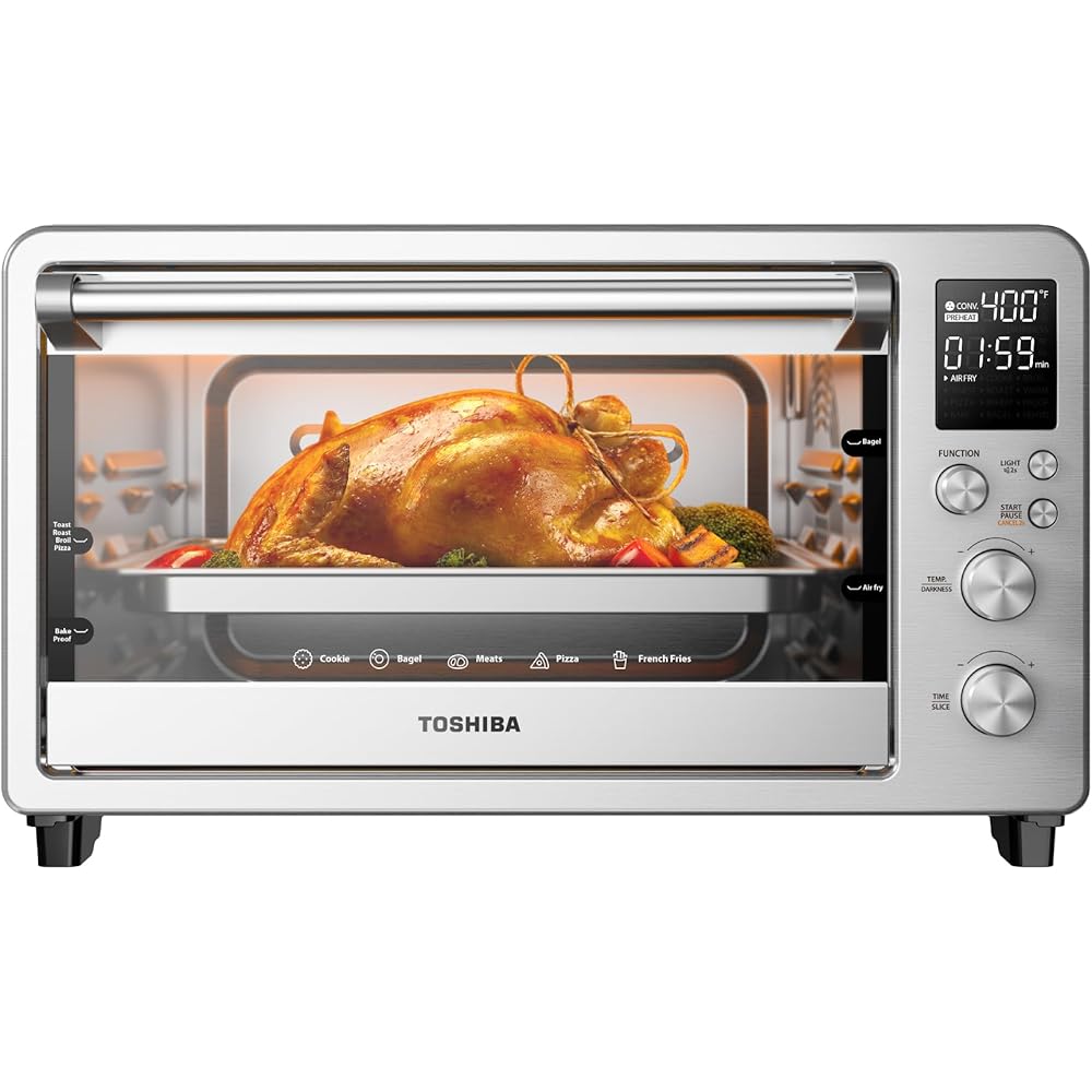 TOSHIBA ChefFry Air Fryer Toaster Oven Combo, 26.4 QT Large Capacity, 12-in-1 Countertop Toaster Oven, Stainless Steel : Home & Kitchen