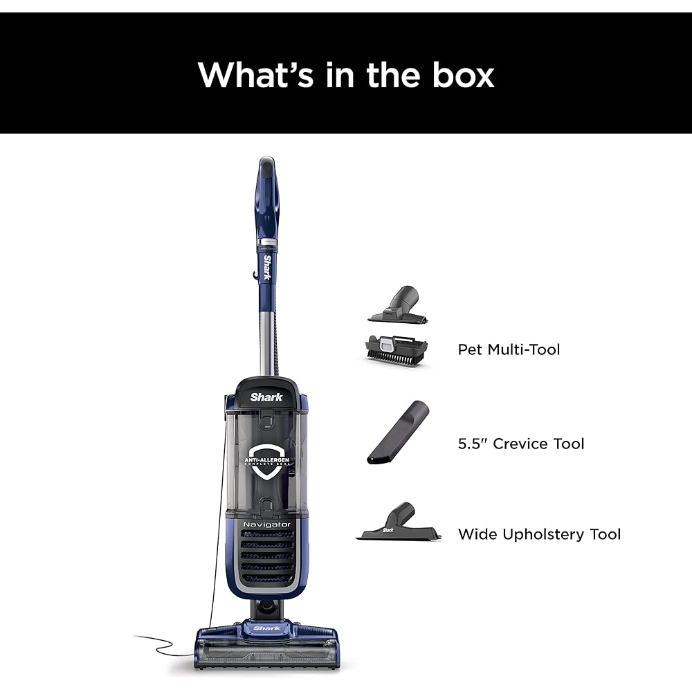 Shark NV151 Navigator Swivel Pro Complete Upright Vacuum with HEPA Filtration, Swivel Steering, Pet Power Brush, Crevice Tool & Upholstery Tool, for Pet Hair & Multi-Surface Cleaning, Navy : Home & Kitchen