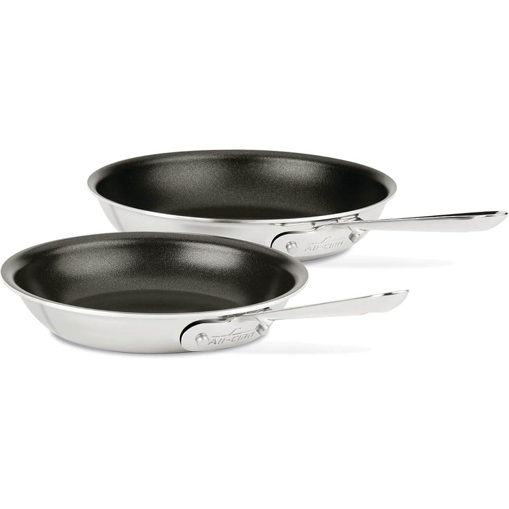 All-Clad Stainless Steel Pro Nonstick Frying Pan Set – 8 & 10 Inch Skillets, Induction Compatible, Oven & Broiler Safe to 500°F, Professional Cookware, Silver: Home & Kitchen
