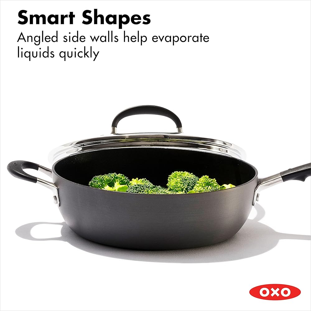 OXO Good Grips 10 Piece Cookware Pots and Pans Set, 3-Layered German Engineered Nonstick Coating, Stainless Steel Handle with Nonslip Silicone, Gray: Home & Kitchen