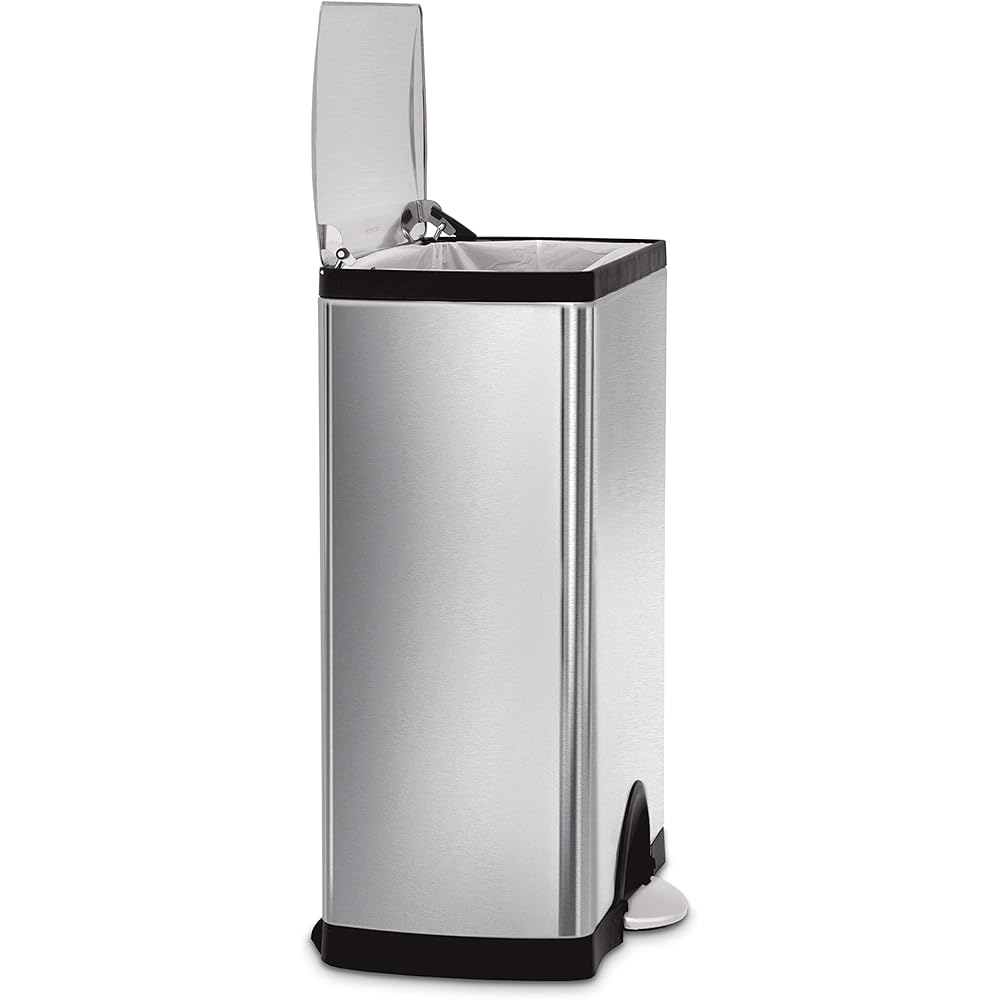 simplehuman 50 Liter / 13.0 Gallon Rectangular Kitchen Step Trash Can, Brushed Stainless Steel : Home & Kitchen
