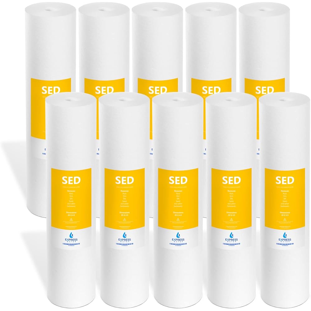Express Water – 10 Pack Sediment Replacement Filter – Whole House Replacement Water Filter – SED High Capacity Water Filter – 5 Micron Water Filter – 4.5” x 20” inch : Tools & Home Improvement