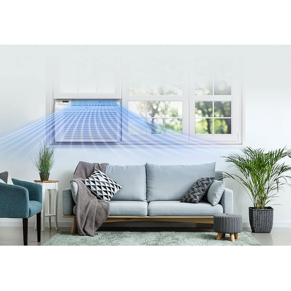 LG 6,000 BTU Window Air Conditioner, 115V, Cools 250 Sq.Ft. for Bedroom, Den, Living Room, Quiet Operation, with Remote, 2 Cooling & Fan Speeds, 2-Way Air Deflection, Auto Restart, White : Home & Kitchen