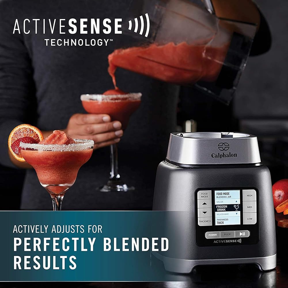 Calphalon Blender, 24-Oz Portable Blend-n-Go Smoothie Cup, ActiveSense 1200-Watt Motor, Dark Stainless Steel: Home & Kitchen