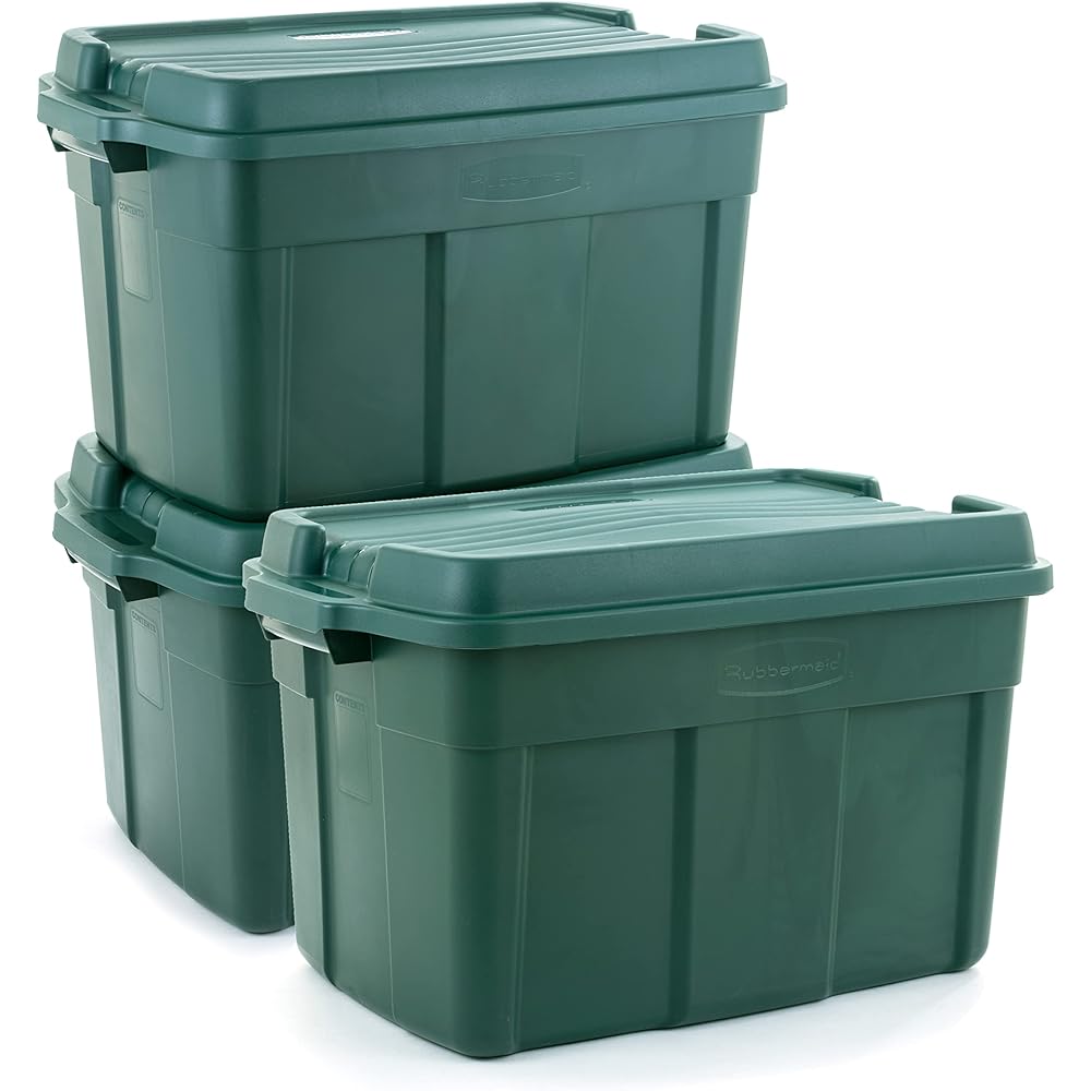 Rubbermaid 3 Pack High Top Storage Containers for Garage and Home Use, 37 Gallon