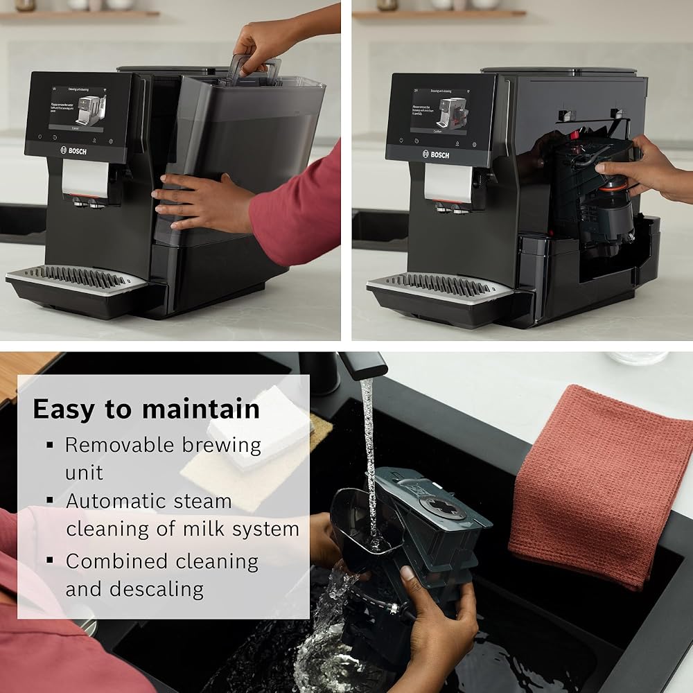 Bosch 800 Series Fully Automatic Espresso and Coffee Machine – 36 Drinks with Coffee World, Cold Brew, Double Cup, Integrated Milk Container, Smart Features, in Silver TQU60307: Home & Kitchen