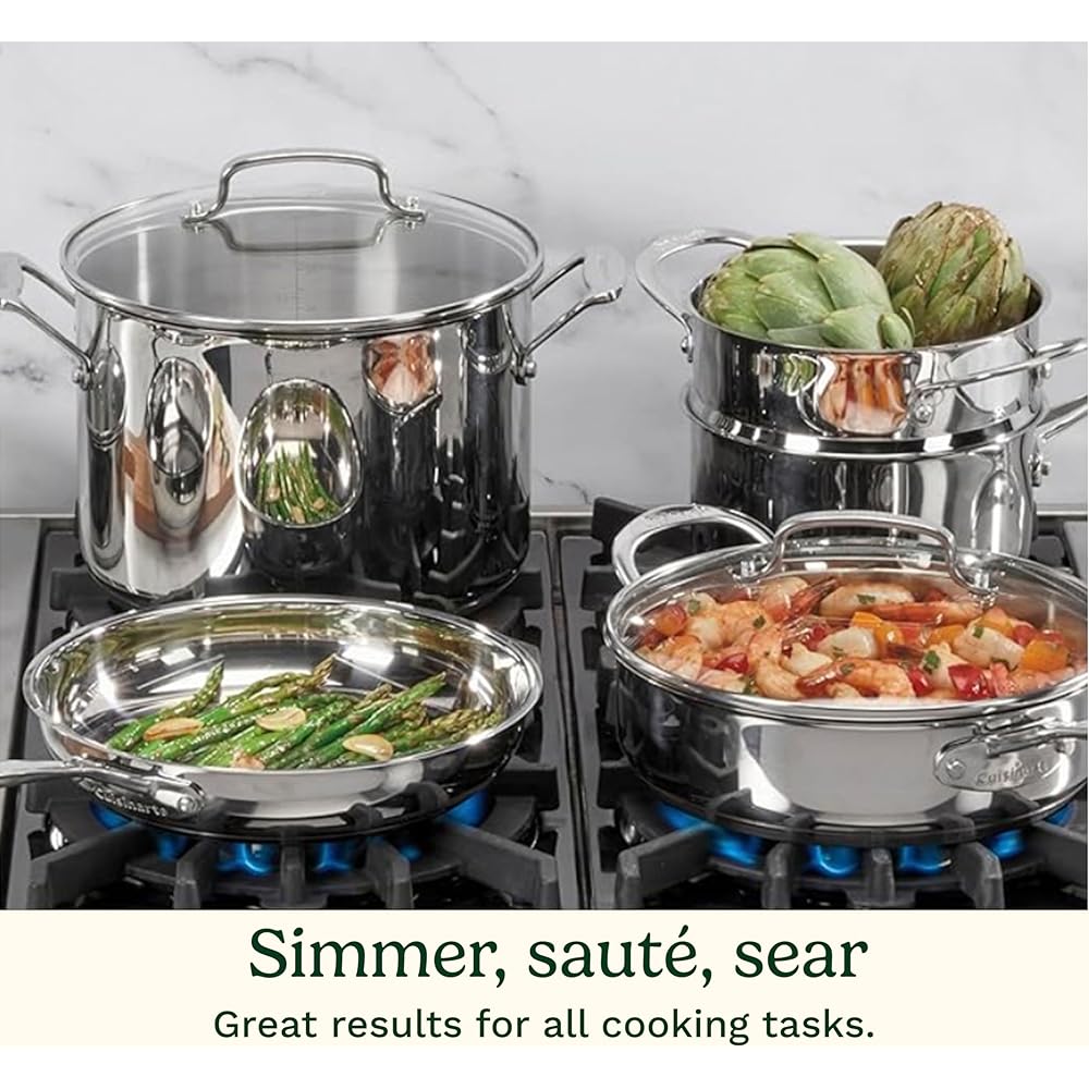 Cuisinart 77-11G Stainless Steel 11-Piece Set Chef's-Classic-Stainless-Cookware-Collection: Cuisinart Pot Set: Home & Kitchen