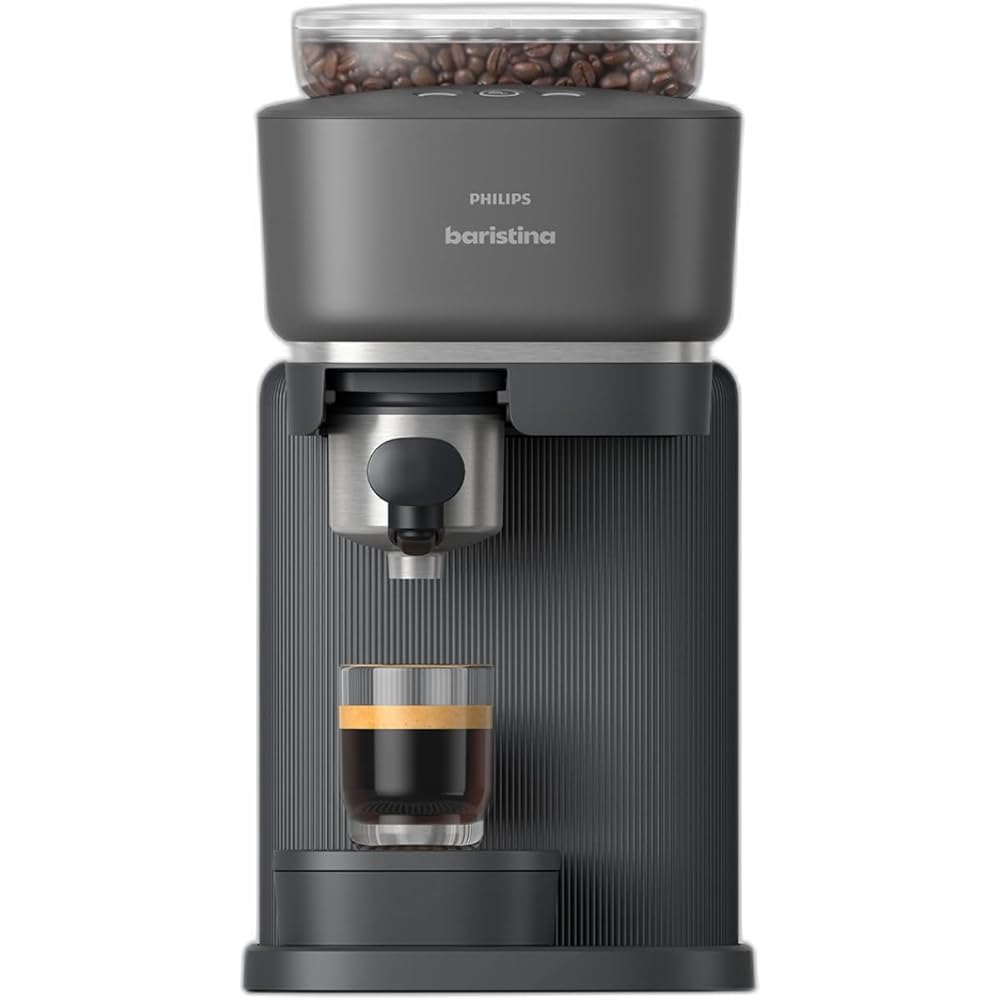Philips Baristina Espresso Machine, Grind, Tamp & Brew Coffee Beans in One Swipe, Compact, 16 Bar Pump Pressure, Automatic Grinder, Black with Black Portafilter (BAR300/60): Home & Kitchen