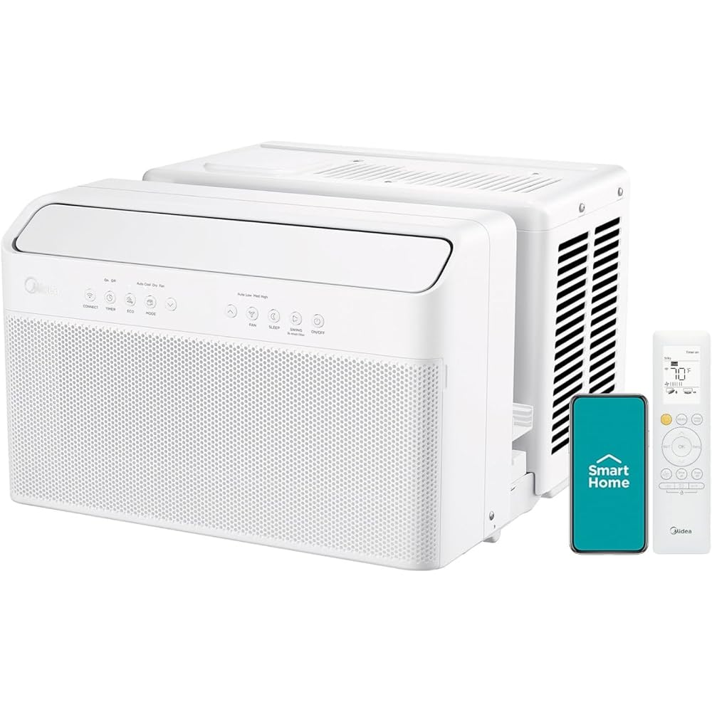Midea 12,000 BTU U-Shaped Smart Inverter Window Air Conditioner–Cools up to 550 Sq. Ft., Ultra Quiet with Open Window Flexibility, Compatible with Alexa/Google Assistant, 35% Energy Savings (Renewed) : Home & Kitchen