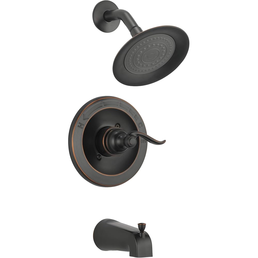 Delta Windemere 14 Series Bathtub and Shower Faucet Set, Oil Rubbed Bronze Shower Head and Handle Set, Valve Trim Kit, Oil Rubbed Bronze BT14496-OB (Valve Not Included) - Bathtub And Showerhead Faucet Systems -