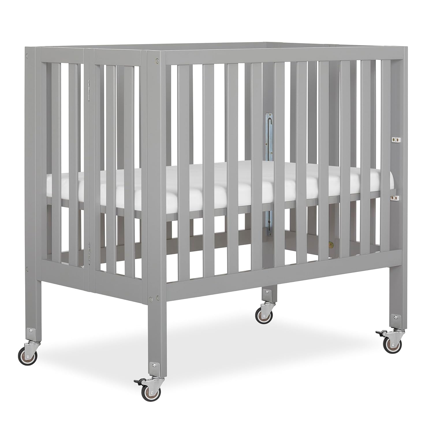 : Dream On Me Jett Mini Folding Baby Crib in Pebble Grey, GreenGuard Gold & JPMA, Lightweight & Portable, Patented Flat Folding System, Small Spaces & Travel, 1.5” Mattress Pad, 3 Heights, Safe Wheels : Baby
