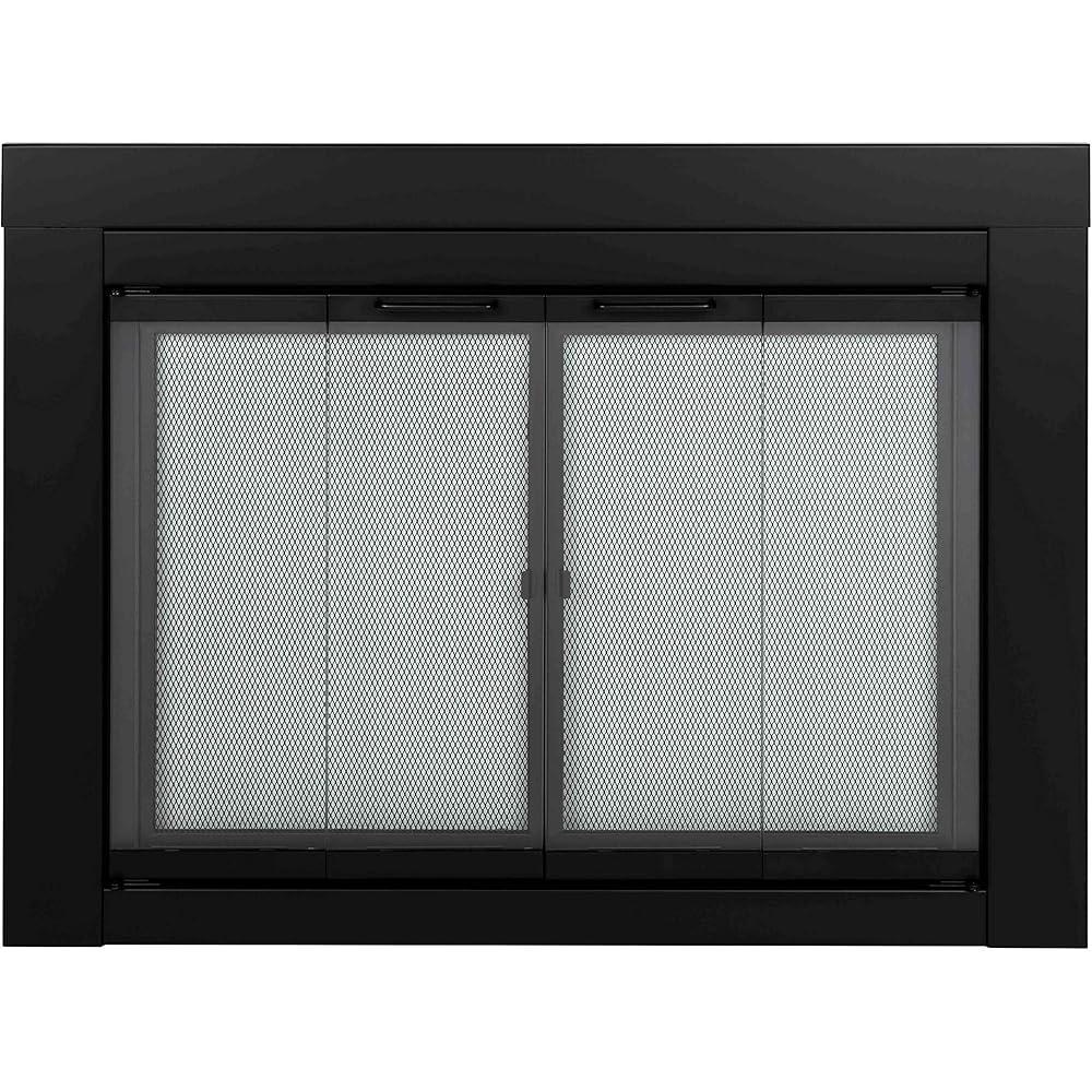 Pleasant Hearth AT-1002 Ascot Fireplace Glass Door, Black, Large : Home & Kitchen