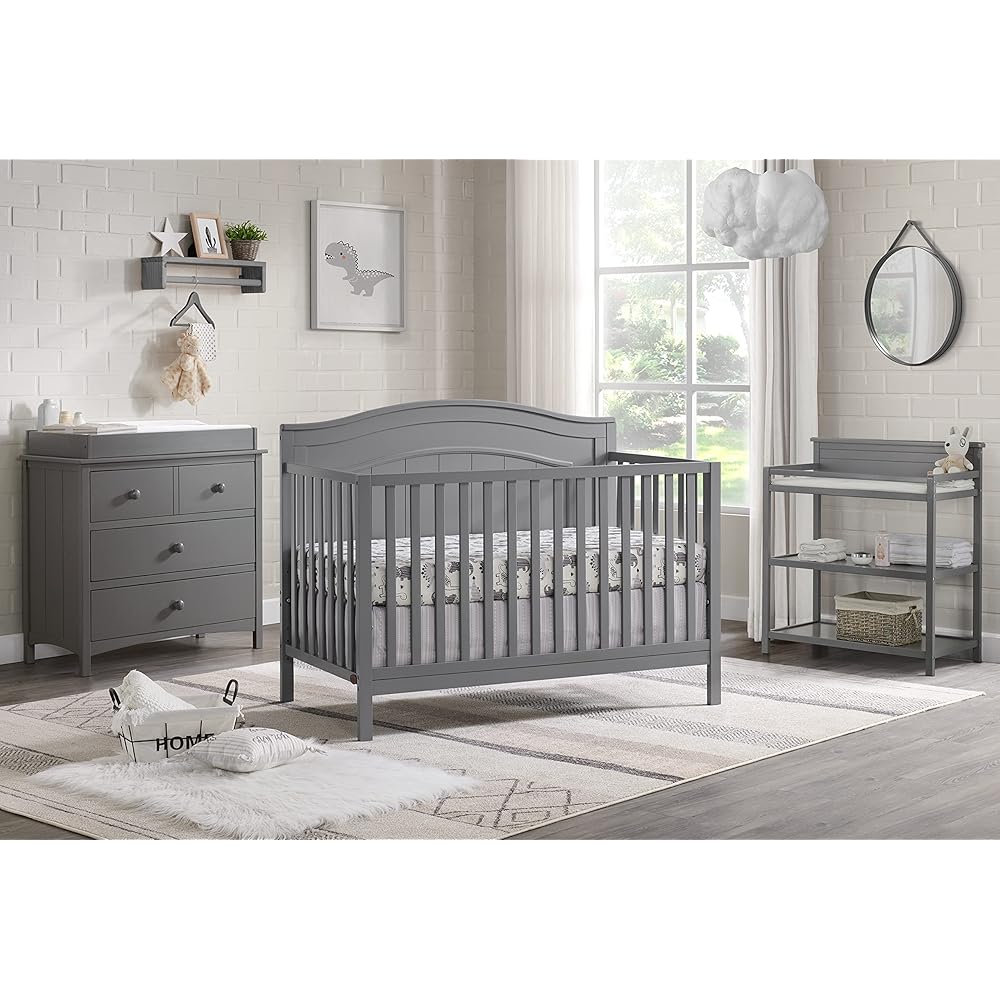 : Oxford Baby Nolan 4-in-1 Convertible Crib, Dove Gray, GreenGuard Gold Certified : Baby