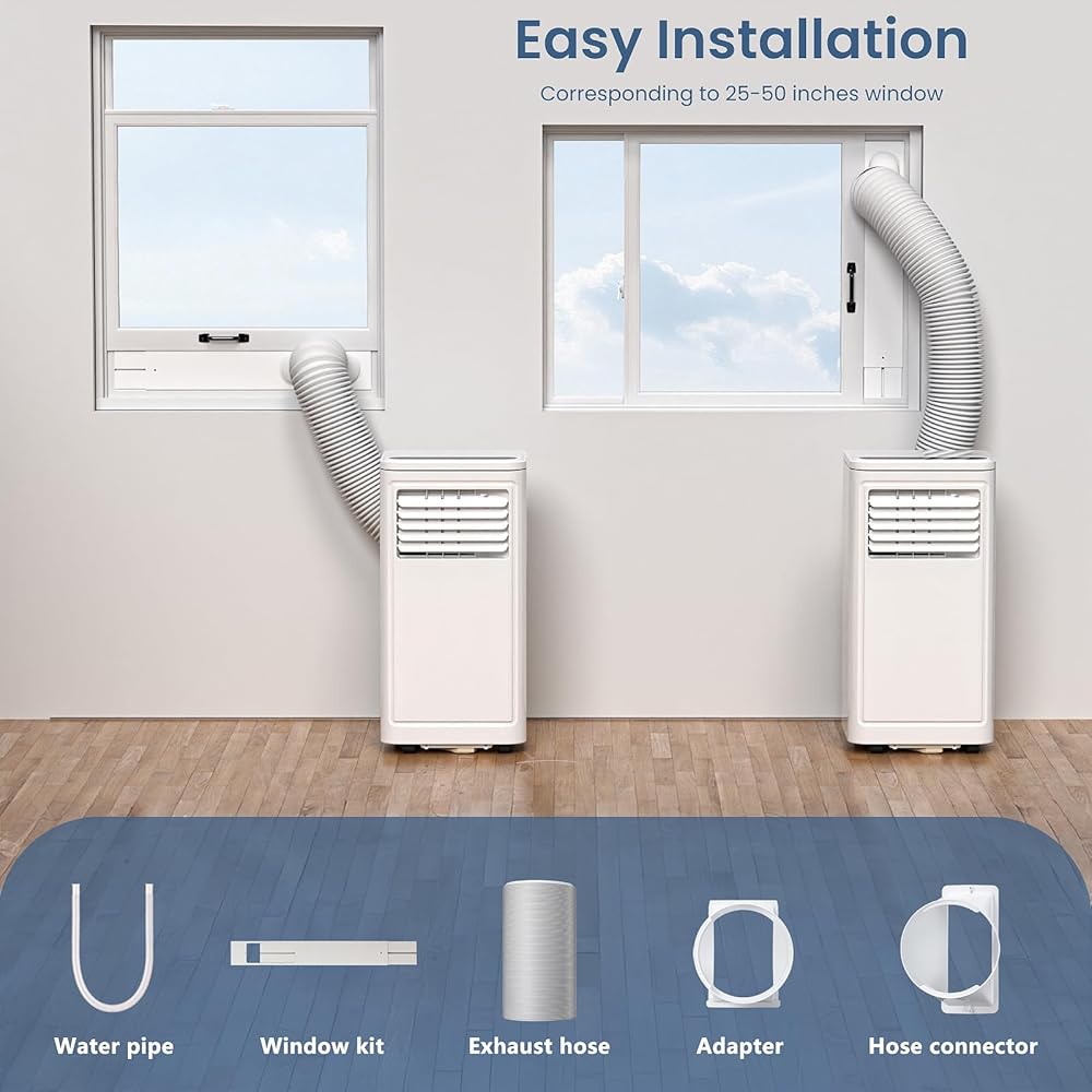ZAFRO Portable Air Conditioners, 10000 BTU, 3 in 1 Portable AC Unit with Window Kits, Fan & Dehumidifier Modes, Cools up to 450 Sq.Ft, LED Display/Remote Control, 24H Timer for Living Room, Bedroom : Home & Kitchen
