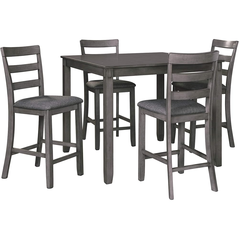 Signature Design by Ashley Bridson 5 Piece Counter Height Dining Room Set, Includes Table & 4 Bar Stools, Gray