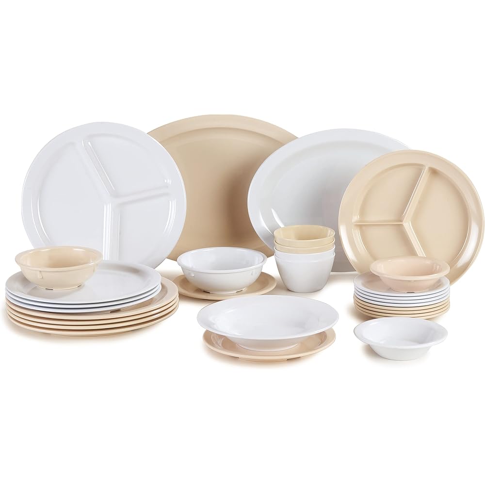 Carlisle FoodService Products Kingline Reusable Plastic Plate Sandwich Plate for Home and Restaurant, Melamine, 7.25 Inches, White, (Pack of 48) : Home & Kitchen