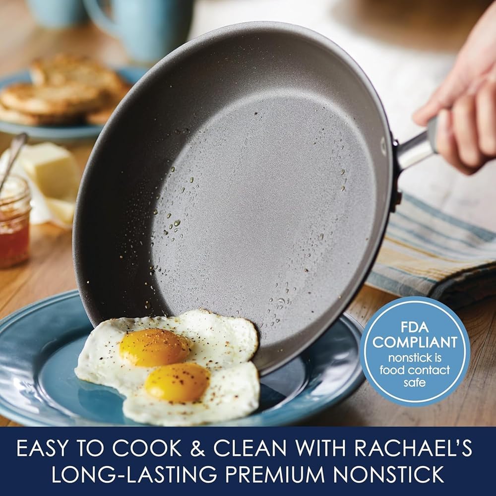 Rachael Ray - 16802 Rachael Ray Cucina Nonstick Cookware Pots and Pans Set, 12 Piece, Sea Salt Gray: Home & Kitchen