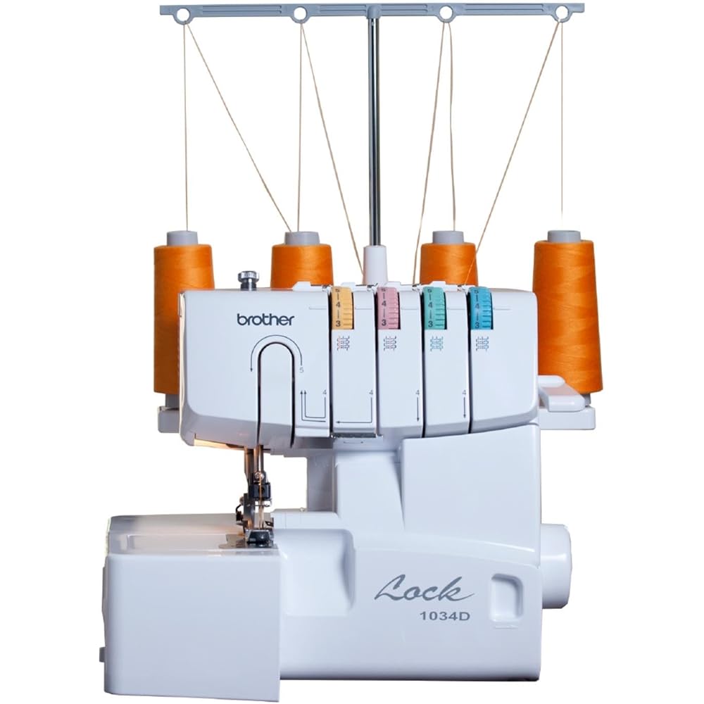 Brother Serger, 1034D, Heavy-Duty Metal Frame Overlock Machine, 1,300 Stitches Per Minute, Removeable Trim Trap, 3 Included Accessory Feet, White