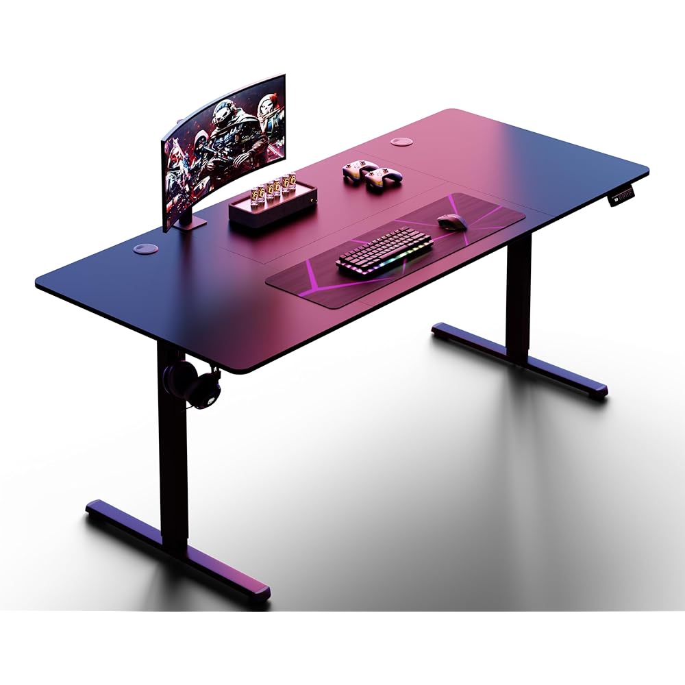 Shintenchi Standing Desk, 71x24 Inch Height Adjustable Electric Sit Stand up Desk, Ergonomic Rising Computer Table, Modern Lift Gaming Desk Workstation for Home Office, Black : Home & Kitchen