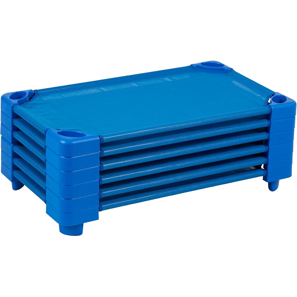 ECR4Kids Stackable Kiddie Cot, Ready-To-Assemble, Toddler Size, Classroom Furniture, Blue, 6-Pack : Office Products
