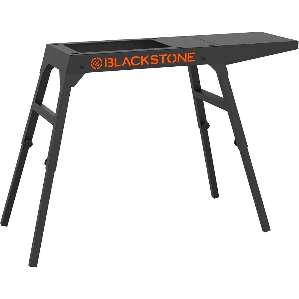 Blackstone 5013 Collapsible 17” and 22” Tabletop Griddle Stand with Adjustable Legs and a Removable Side Shelf, Powder Coated Steel, Black : Patio, Lawn & Garden