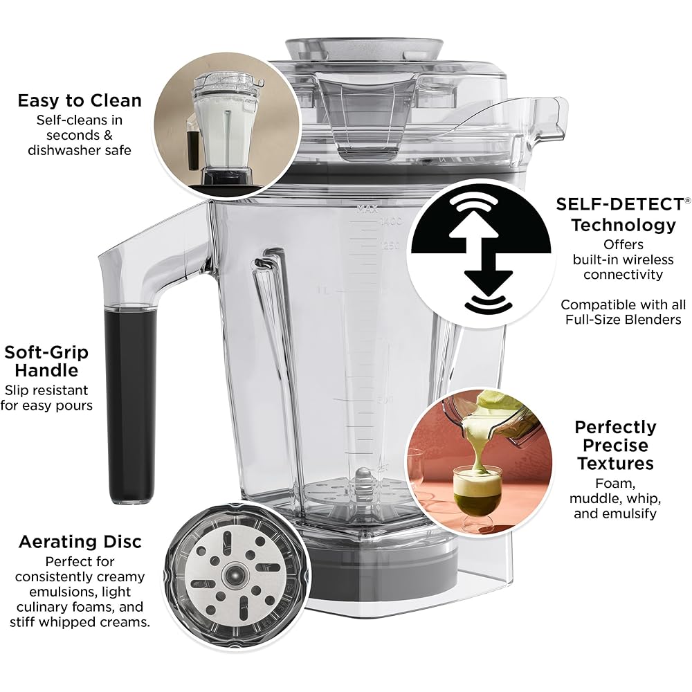 Vitamix Aer Disc Container, 48 oz, BPA-Free, Dishwasher-Safe, Compatible with All Full-Size Vitamix Blenders: Home & Kitchen