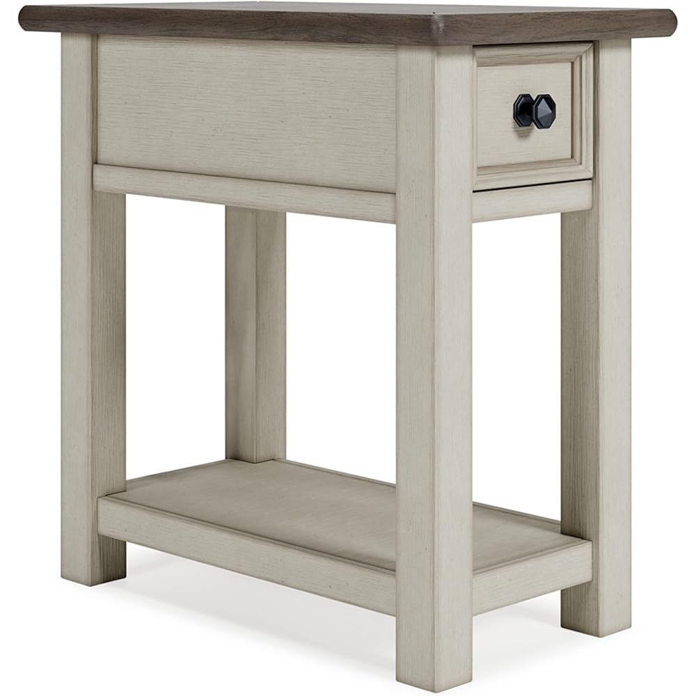 Signature Design by Ashley Bolanburg Farmhouse Chair Side End Table, Light Brown & Whitewash : Home & Kitchen
