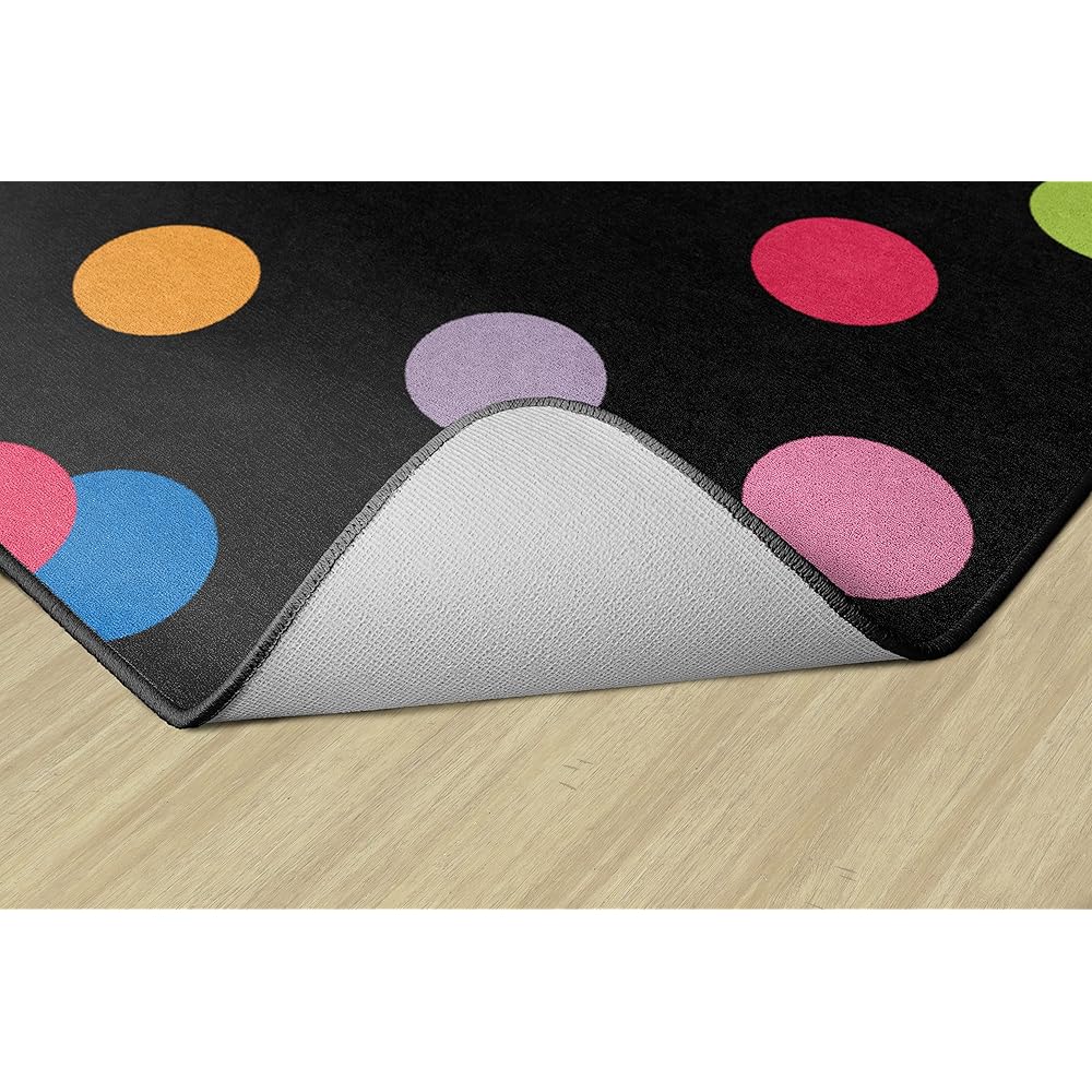 Flagship Carpets Schoolgirl Style Just Teach Rainbow Polka Dots Classroom Area Rug for Indoor Classroom Learning or Kid Bedroom Educational Play Mat, 7'6