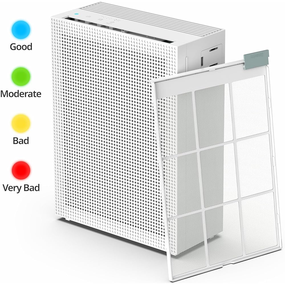 COWAY Air Purifiers for Home Bedroom up to 1,035ft² with Washable Filter, True HEPA Filter for Smoke, Pollen, Dander, Smell Air Purifier with Air Quality Monitor, Auto Mode, 3yr Warranty, 150, White : Home & Kitchen
