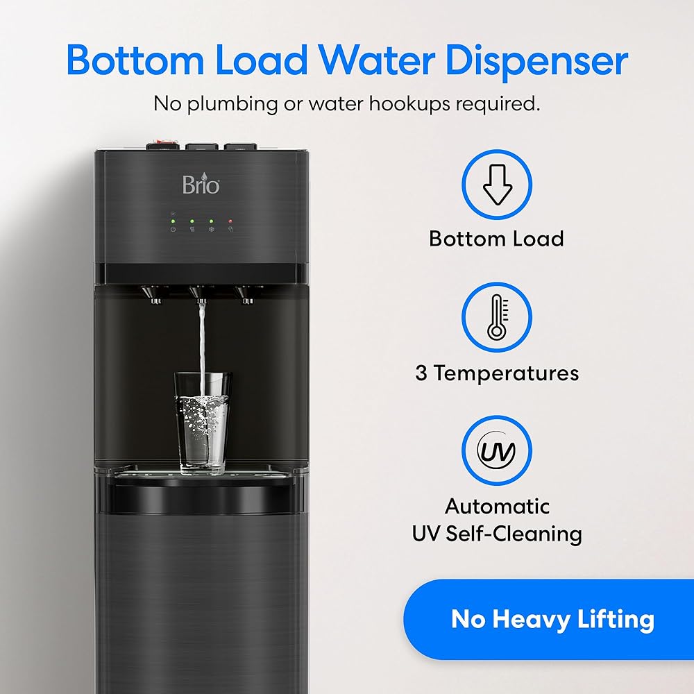 Brio Self Cleaning Bottom Loading Water Cooler Water Dispenser – Black Stainless Steel - 3 Temperature Settings - Hot, Room & Cold Water : Home & Kitchen