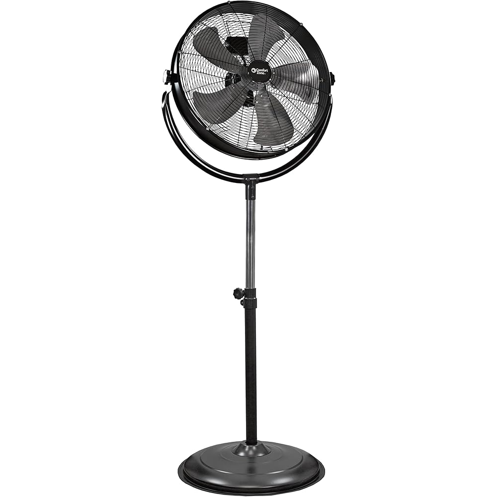 Comfort Zone 20-Inch Slim Profile High-Velocity Industrial Pedestal Fan with Aluminum Blades, 3-Speed All-Metal Stand Fan with Adjustable Tilt – Heavy-Duty Garage, Workshop, or Warehouse Fan : Home & Kitchen