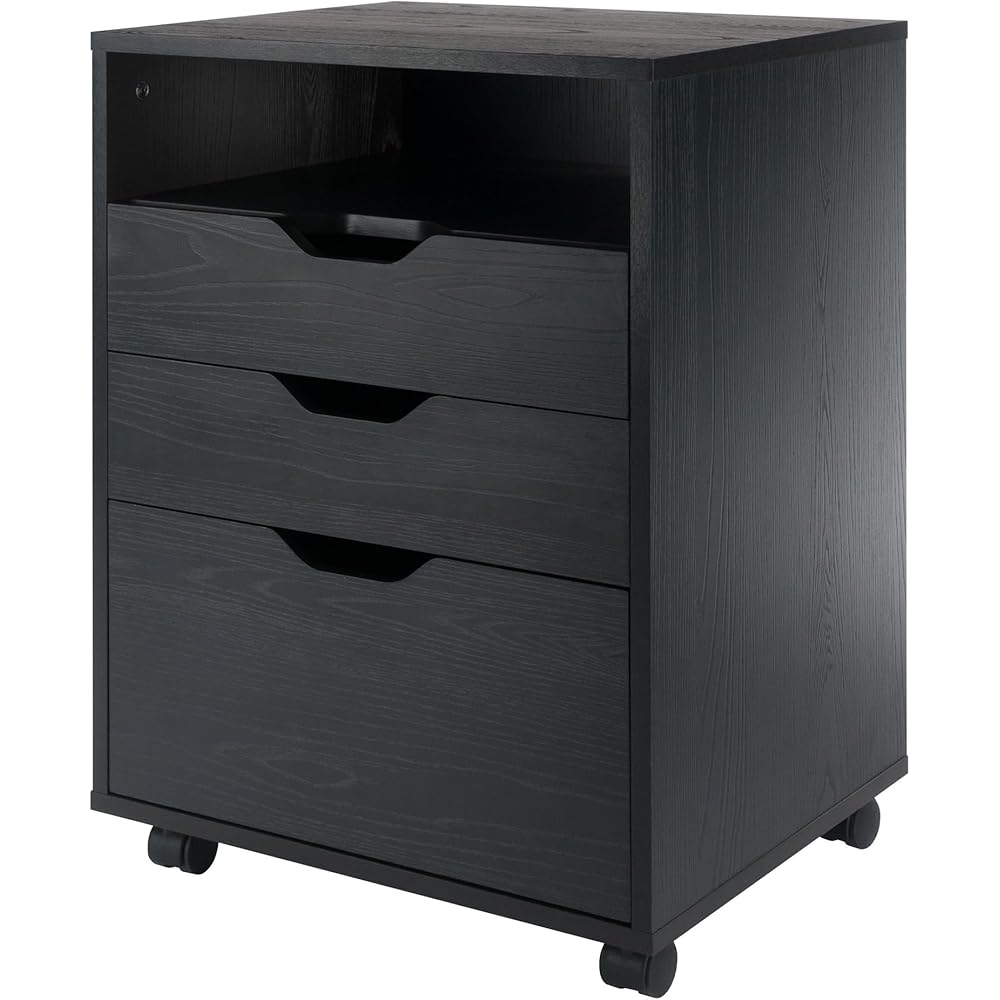 Winsome Halifax Bins & Drawers Mobile Cabinet, for Home Office, Black : Home & Kitchen