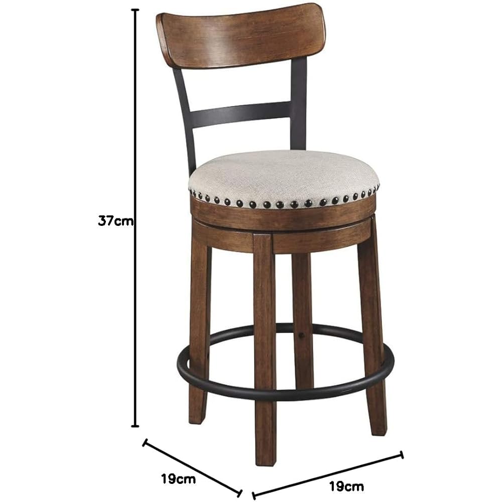 Signature Design by Ashley Valebeck Rustic Farmhouse 24.5” Counter Height Swivel Bar Stool, Brown