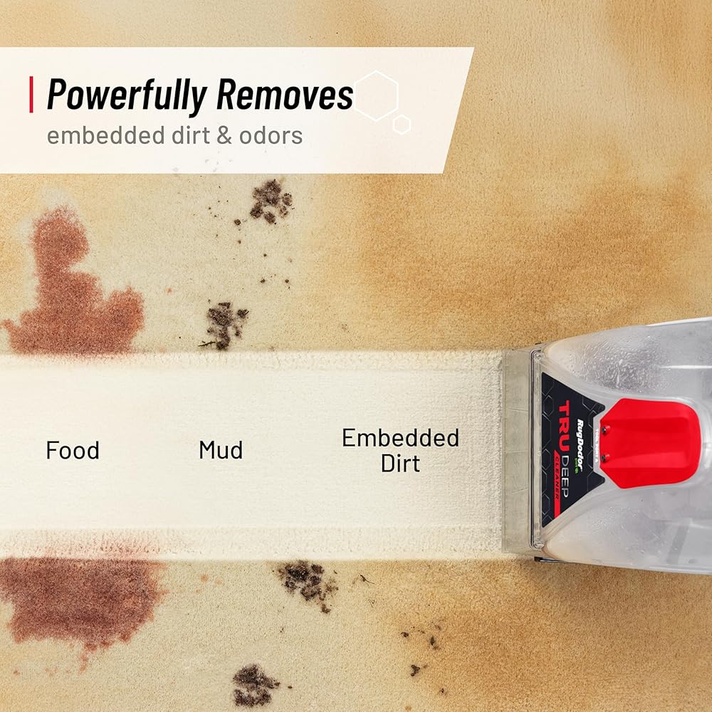 - Rug Doctor Pet TruDeep Carpet Cleaner, Pet Upholstery Tool, Best-In-Class Suction Power, Dual Brush Cross-Action Technology for One-Pass Cleaning