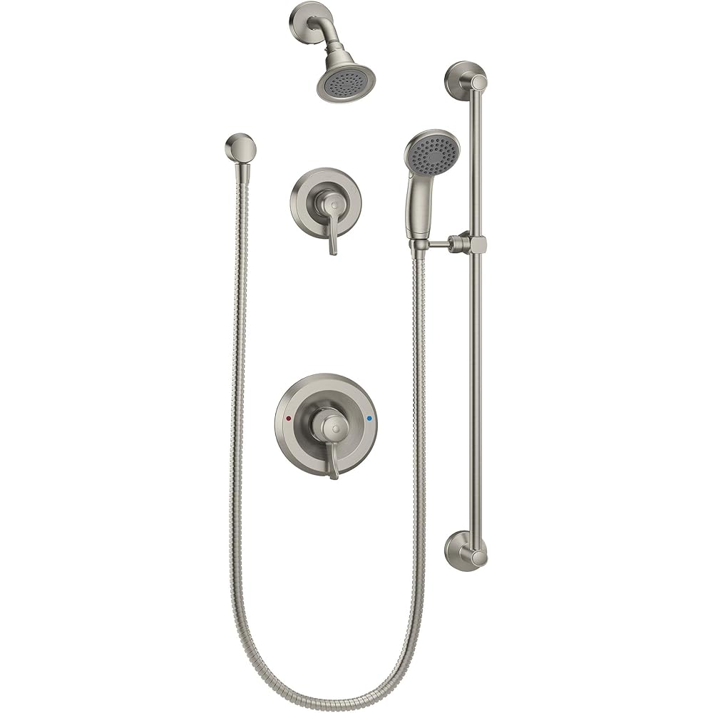 Moen Commercial Classic Posi Temp Shower System with Handheld for Bathroom, Valve Required, Brushed Nickel Finish, T8342EP15CBN - Hand Held Showerheads -