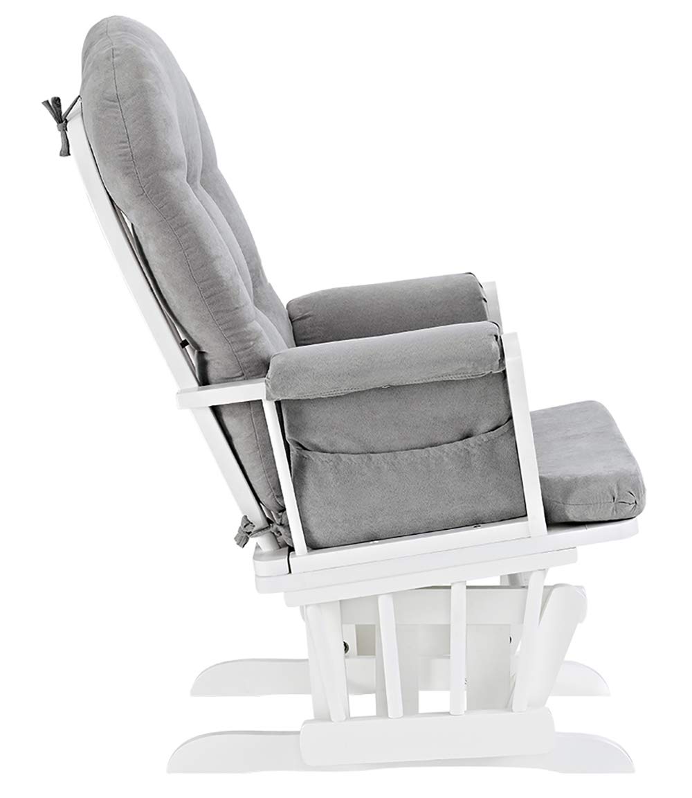 Windsor Glider and Ottoman, Polyester, Wood, Metal, White with Gray Cushion : Baby