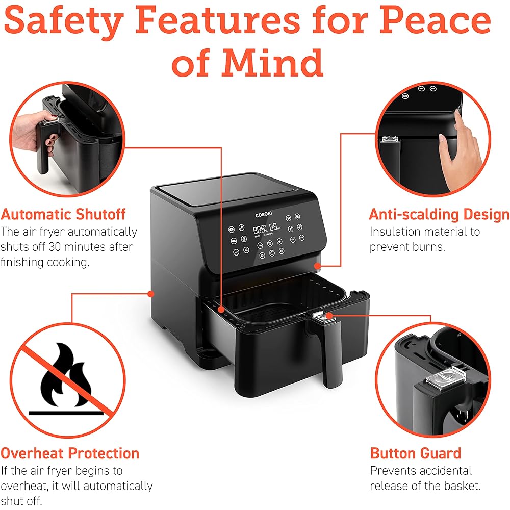 COSORI 12-in-1 Air Fryer 5.8QT, Toast, Bake, Nutrition Facts for 100+ In-App Recipes, AdaptIQ Tech Fast Cook, for Main & Side Dishes, Snacks, Leftovers, Detachable Square Basket, Dishwasher Safe : Home & Kitchen