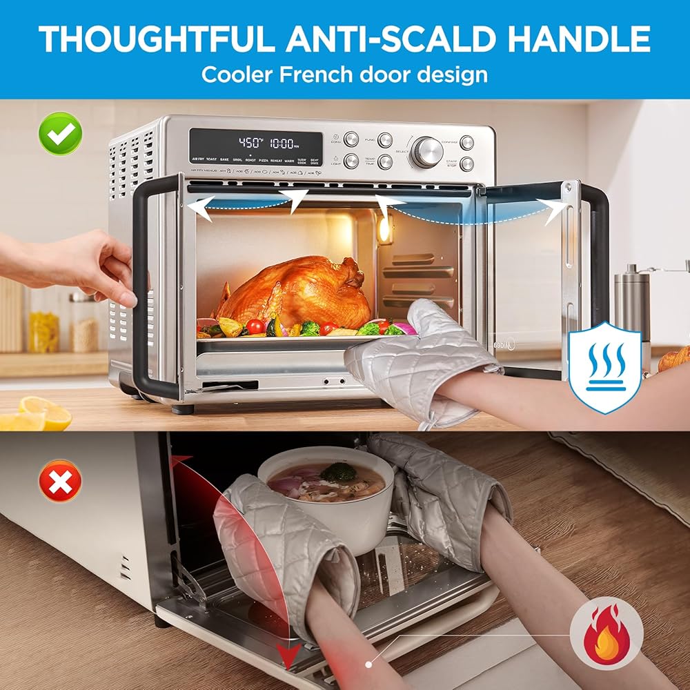Midea Flexify French Door Toaster Oven Air Fryer Combo, 26.4 QT, Extra Large Air Fryer Countertop Oven 10-in-1 Combo, 25% Faster Cooking and 90% Less Oil, Stainless Steel : Home & Kitchen