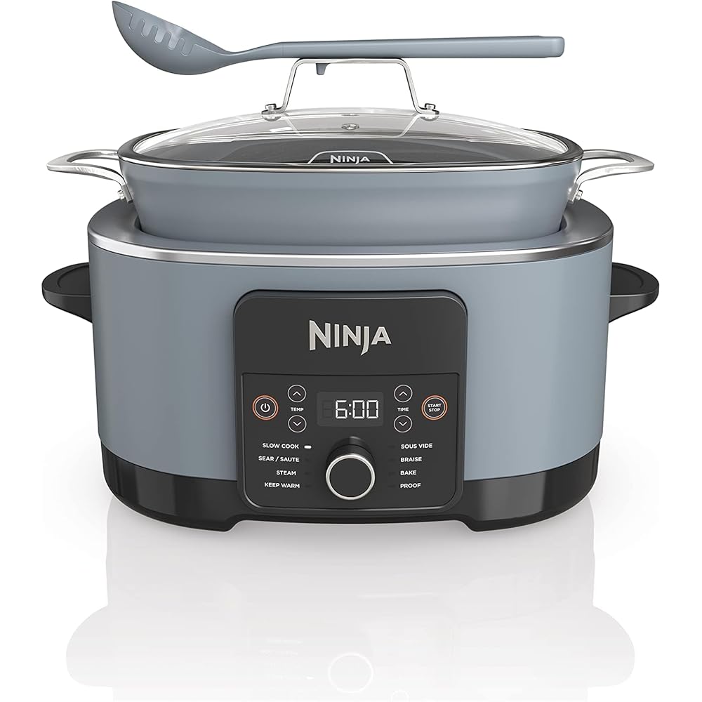 Ninja MC1001 Foodi PossibleCooker PRO 8.5 Quart Multi-Cooker, with 8-in-1 Slow Cooker, Dutch Oven, Steamer, Glass Lid Integrated Spoon, Nonstick, Oven Safe Pot to 500°F, Sea Salt Gray: Home & Kitchen