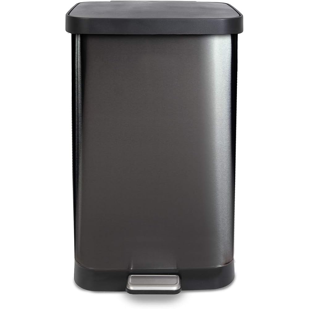 Glad 20 Gallon / 75.5 Liter Extra Capacity Stainless Steel Step Trash Can with CloroxTM Odor Protection, Pewter : Home & Kitchen