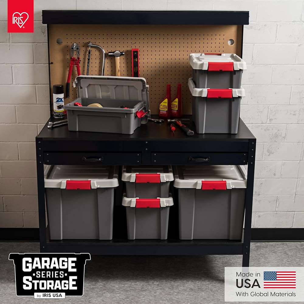 IRIS USA 20 Gallon Lockable Storage Totes with Lids, 6 Pack - Gray, Heavy-Duty Durable Stackable Containers, Large Garage Organizing Bins Moving Tubs, Rugged Sturdy Equipment Utility Tool Box