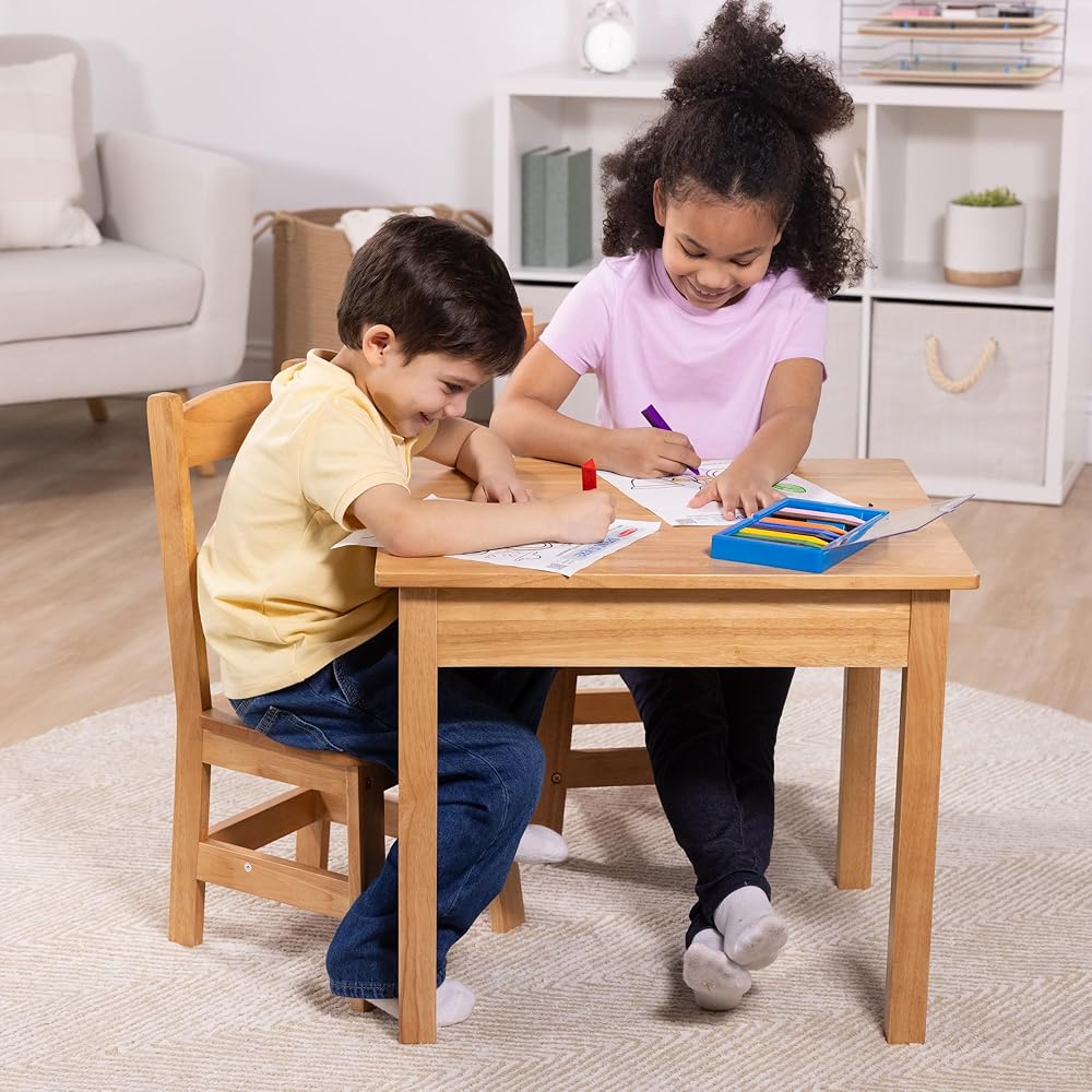 Melissa & Doug Solid Wood Table and 2 Chairs Set - Light Finish Furniture for Playroom : Melissa & Doug