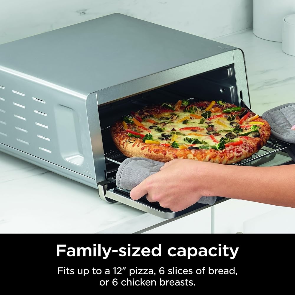 Ninja Flip Toaster Oven&Air Fryer, 8-in-1 Functionality, Flip Up&Away Capability for Storage Space, LargeCapacity, Air Fry Basket, SheetPan, Wire Rack&Removable Crumb Tray, Stainless,1800 watts, SP151 : Home & Kitchen