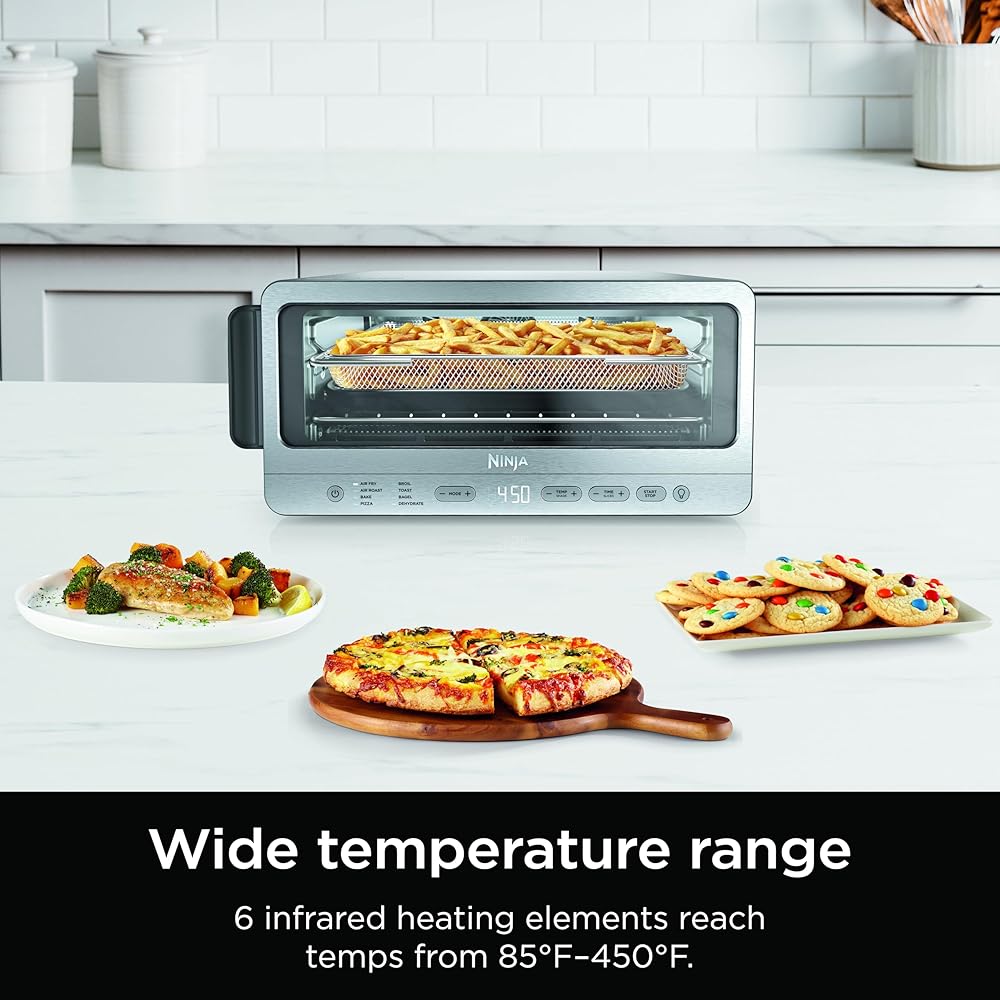 Ninja Flip Toaster Oven&Air Fryer, 8-in-1 Functionality, Flip Up&Away Capability for Storage Space, LargeCapacity, Air Fry Basket, SheetPan, Wire Rack&Removable Crumb Tray, Stainless,1800 watts, SP151 : Home & Kitchen