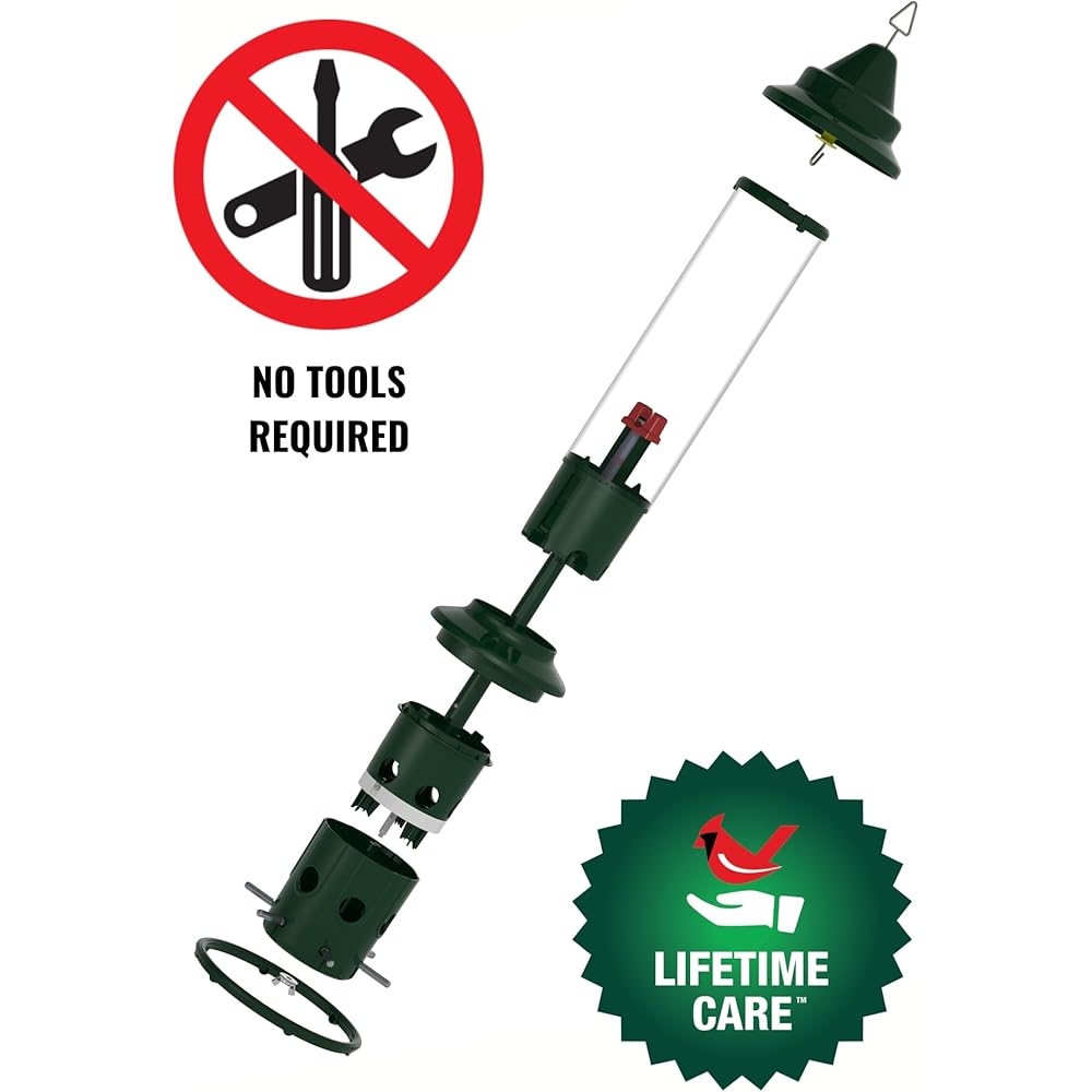 : Squirrel Buster Plus Squirrel-proof Bird Feeder w/Cardinal Ring and 6 Feeding Ports, 5.1-pound Seed Capacity, Adjustable, Pole-mountable (POLE ADAPTOR SOLD SEPARATELY), Green : Patio, Lawn & Garden