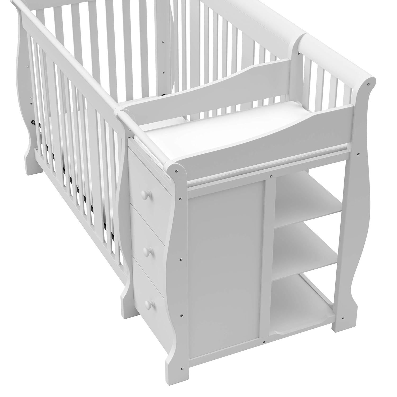 Storkcraft Portofino All-in-One Convertible Crib & Changer (White) – GREENGUARD Gold Certified, Fits Standard Crib Mattress, Converts to Toddler Bed and Full Bed, 4 Adjustable Mattress Heights : Baby