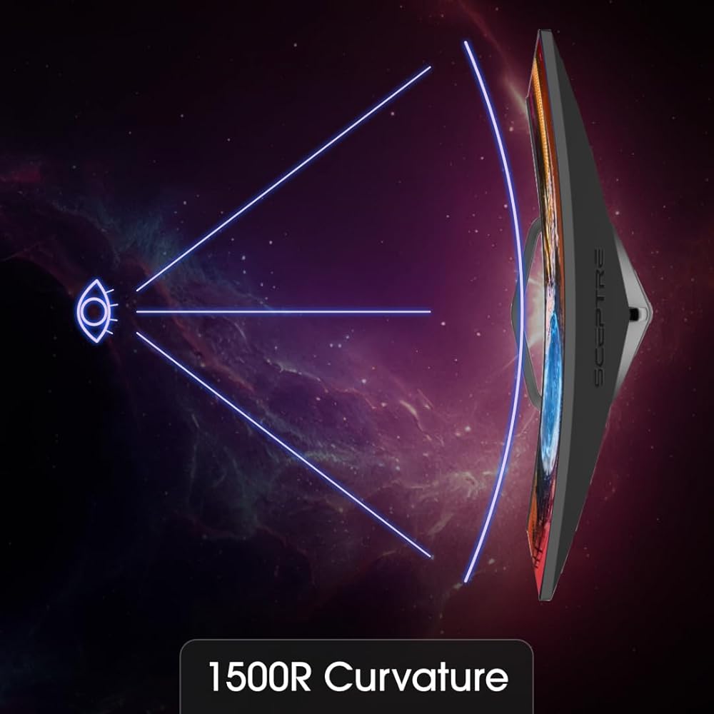 Sceptre Curved 24.5-inch Gaming Monitor up to 240Hz 1080p R1500 1ms DisplayPort x2 HDMI x2 Blue Light Shift Build-in Speakers, Machine Black 2023 (C255B-FWT240) : Electronics